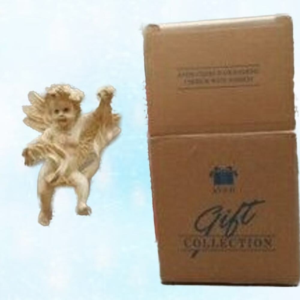 Vintage Avon Christmas Ornament 1996 Cherub with Ribbon Ornament Victorian Style